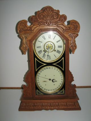 Waterbury " Oswego " Double Dial Calendar Shelf Clock