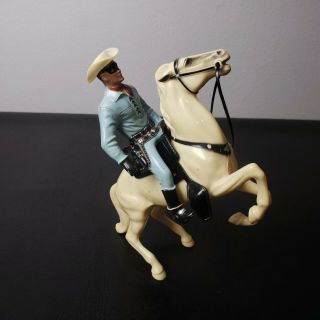 Vtg 50s Hartland Lone Ranger & Rearing Silver Horse Cowboy Figure & Accessories