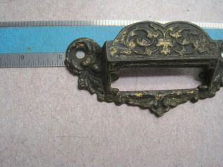 Set of 2 Antique Eastlake Ornate Cast Iron Apothecary Bin Pulls Drawer Handles 5