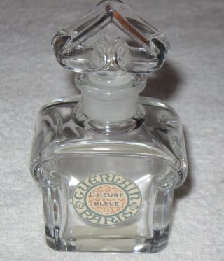 Vintage Guerlain Baccarat Perfume Bottle/Box L ' Heure Bleue 1 1/4 OZ - 4 1/4 