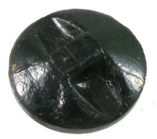 Victorian Black Glass Mourning Button - Honourable East India Company,  Lion 2