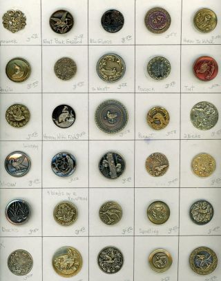 30 Bird Buttons.  29 Are Medium.  29 Are Metal Picture Buttons.