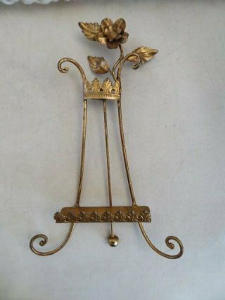 Gorgeous Old Italian Tole Easel Display Stand Flowers At Top Very Ornate Details