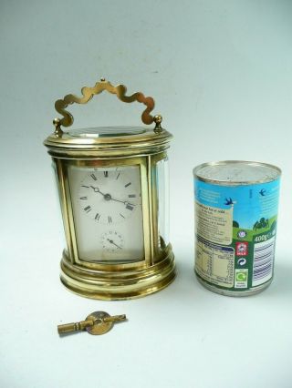 19th Century Large Oval Brevette Paris Carriage Clock & Alarm.  Ref.  1677