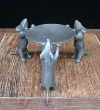 Collectible Handmade Carving Statue Mouse Candlestick Copper Deco Art