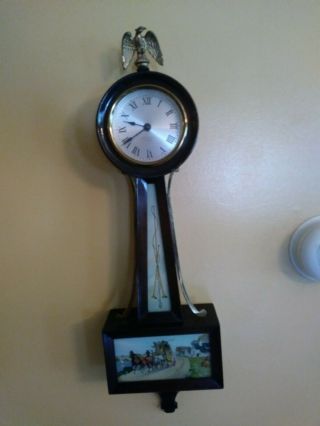 Antique Hampton Seth Thomas Banjo Clock.  4 Jewel Western Stagecoach,