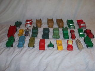 29 Vintage Rubber Toy Vehicles Primarily Auburn From 4 To 6 Inches