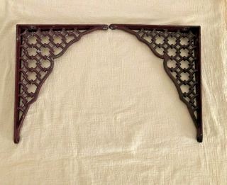 Vintage Antique Iron Shelf Brackets 12 " X 10 " Ornate