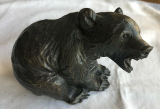 Vtg Mid 20th C Patinated Bronze Figure Black Forest Bear Sculpture Paperweight