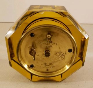 Antique 1881 E.  N.  Welch Victorian Amber Glass Octagon Paperweight Clock 3