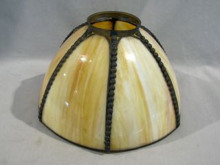Antique Carmel Slag Glass Lamp Shade - 6 Panel - 9 3/8 "