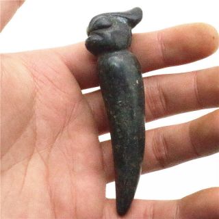 Chinese Hongshan Culture Black Jade Hand Carved Bird Pendant Amulet G343