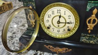 Seth Thomas Adamantine Mantle Clock Lion Head Vtg Antique Runs 3