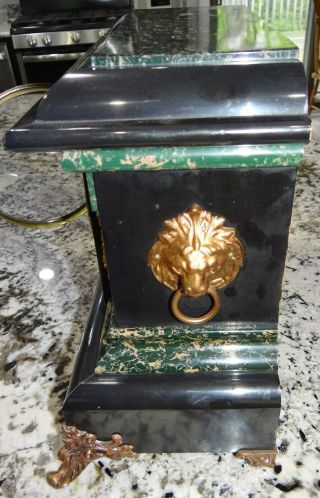 Seth Thomas Adamantine Mantle Clock Lion Head Vtg Antique Runs 4