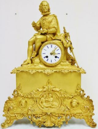 Antique French Empire Mantel Clock 8 Day Striking Bronze Ormolu Classical Design