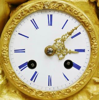 Antique French Empire Mantel Clock 8 Day Striking Bronze Ormolu Classical Design 6
