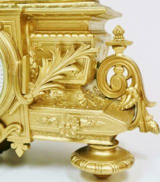 Rare Stunning Antique French Mantel Clock 8 Day Gilt Metal Marly Horse & Trainer 7