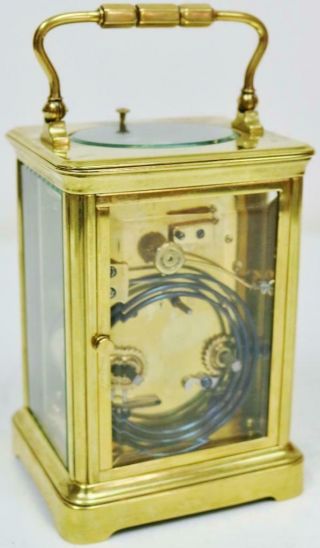 Antique 19thC French Brass & Glass 8 Day Gong Striking Repeater Carriage Clock 11