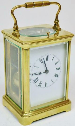 Antique 19thC French Brass & Glass 8 Day Gong Striking Repeater Carriage Clock 3