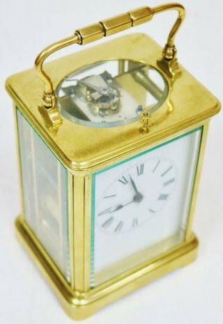 Antique 19thC French Brass & Glass 8 Day Gong Striking Repeater Carriage Clock 4