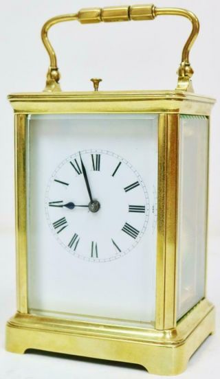 Antique 19thC French Brass & Glass 8 Day Gong Striking Repeater Carriage Clock 7