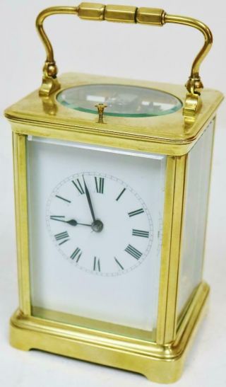 Antique 19thC French Brass & Glass 8 Day Gong Striking Repeater Carriage Clock 8