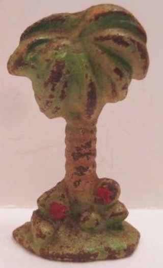 Old Rare Grey Iron Miniature Cast Iron Tropical Palm Tree