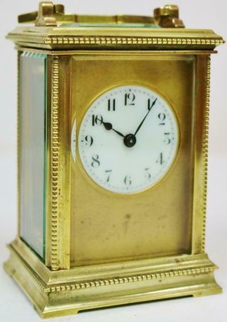 Antique French Brass & Glass 8 Day Timepiece Carriage Clock Carry Case