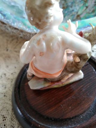 MEISSEN CROSSED SWORDS ANTIQUE PUTTI CHERUB BOY FIGURE NO WINGS 7