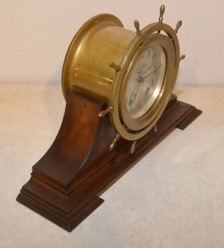 SETH THOMAS RESTORED ANTIQUE SHIPS WHEEL STRIKE MODEL 44 CLOCK WITH STAND 2
