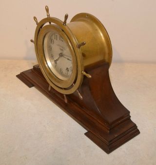 SETH THOMAS RESTORED ANTIQUE SHIPS WHEEL STRIKE MODEL 44 CLOCK WITH STAND 3