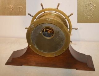SETH THOMAS RESTORED ANTIQUE SHIPS WHEEL STRIKE MODEL 44 CLOCK WITH STAND 8
