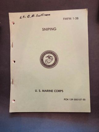 U.  S.  Marine Corps Sniping Fmfm1 - 3b By Dept Of Navy 1981