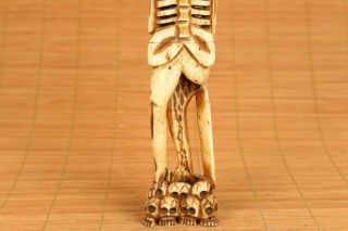 unique chinese old big hand carved skull man statue figure collectable netsuke 7