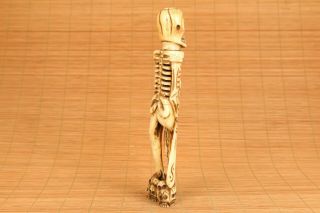 unique chinese old big hand carved skull man statue figure collectable netsuke 8