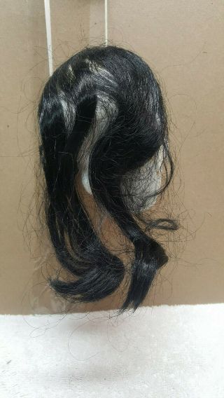 Vintage 1960s Shrunken Head Witch White Blow Mold Plastic w Long Black Hair 4