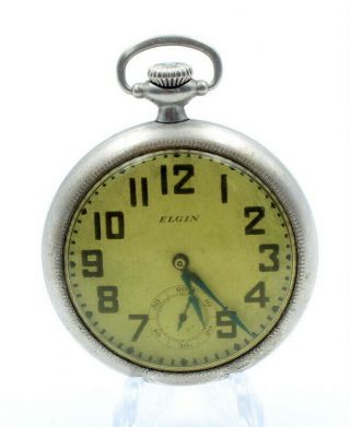 1922 Elgin 7 Pocket Watch 17j 16s Large Numbers 6248 - 1