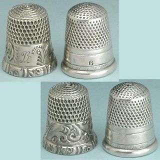 2 Antique American Sterling Silver Thimbles Circa 1880 - 1890