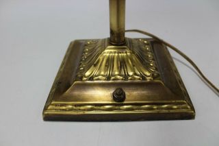 VINTAGE Gold Brass Art Deco Table Desk Lamp w/ Glass Shade 22 