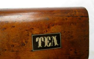 ANTIQUE VICTORIAN ENGLISH WOOD ROUND TOP TEA CADDY BOX WITH PLAQUE 2