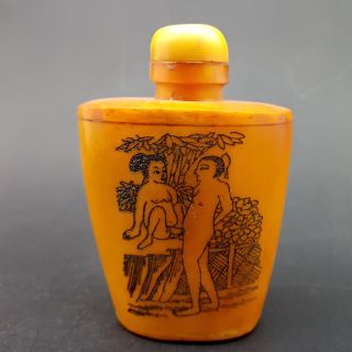 Bone Painting The Erotic Figure Pattern China Exquisite Snuff Bottle