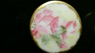 Vintage Ceramic Buttons Hand Painted Signed Porcelain Stud Roses Button