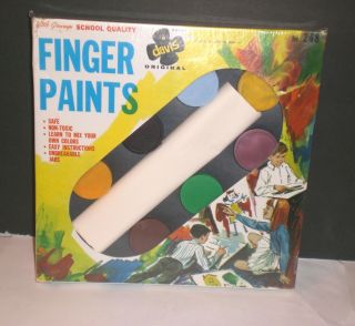 Vintage Kids Finger Paints Set Old Stock With Paper 1960s H Davis Toy