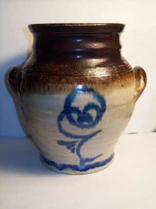 Primitive Two Tone Crock / Jug Stoneware Pottery Great Vintage