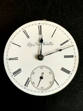 18s Elgin Pocket Watch Movement Great Dial And Hands Running Strong