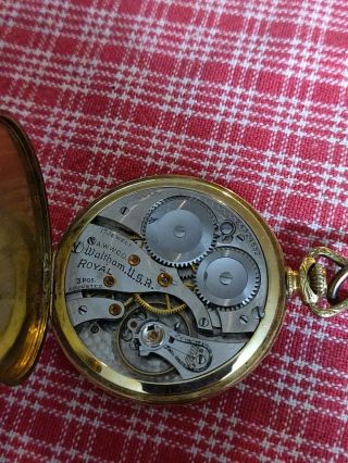 1924 Col.  b 12 s 17 jewel Royal Waltham pocket Watch Gold Filled Case - - 4