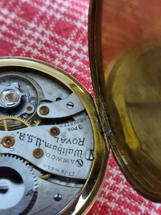 1924 Col.  b 12 s 17 jewel Royal Waltham pocket Watch Gold Filled Case - - 6