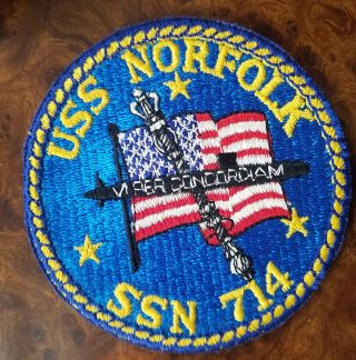 Us Navy Patch Uss Norfolk,  Ssn - 714 Ship 