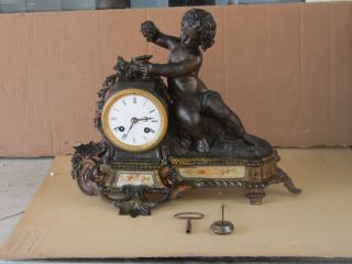 Gorgeous Antique French Figural Cherub Mantle Clock Japy Freres 19 Century