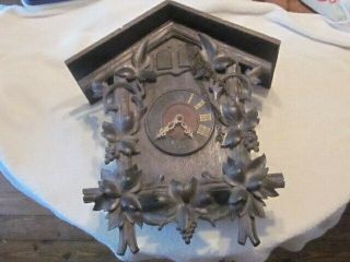 Large Antique Black Forest Double Cuckoo Clock 3 Weights & Pendulum For Repairs
